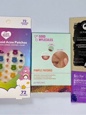 4 PC Acne Pimple Blemish Lot: Good Molecules 60 Ct Patch, Bio Swiss CareBear Etc